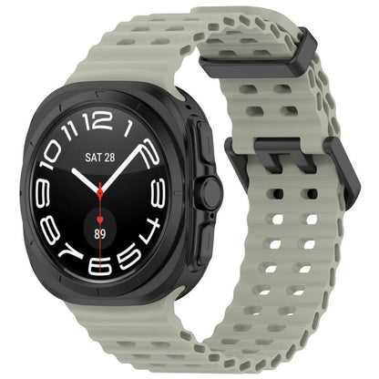 For Samsung Galaxy Watch Ultra 47mm / Ultra 2025 xDfind Ocean Hole Dual Buckle Silicone Watch Band(Gray Green) by xDfind