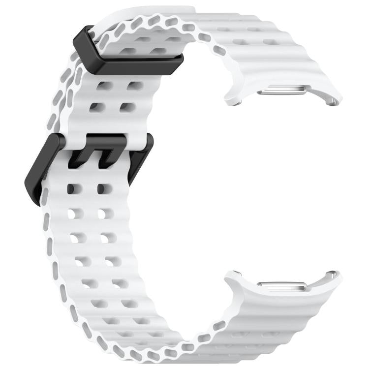 For Samsung Galaxy Watch Ultra 47mm / Ultra 2025 xDfind Ocean Hole Dual Buckle Silicone Watch Band(White) by xDfind