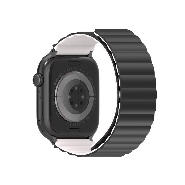 For Apple Watch 46mm / 49mm / 45mm / 44mm DUX DUCIS SD Series Double-Sided Blind Insert Silicone Magnetic Watch Strap(Black + Starlight) by DUX DUCIS