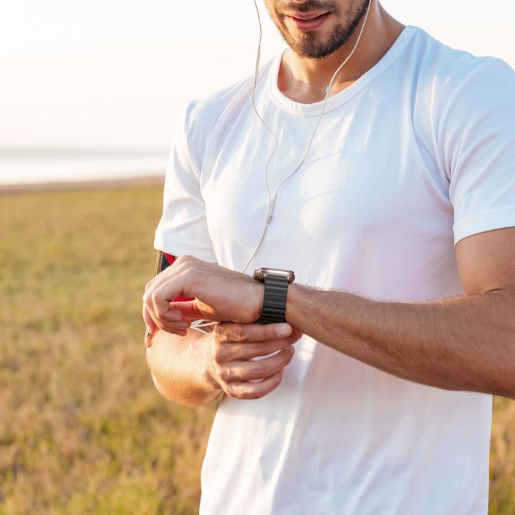 For Apple Watch 46mm / 49mm / 45mm / 44mm DUX DUCIS SD Series Double-Sided Blind Insert Silicone Magnetic Watch Strap(Black + Starlight) by DUX DUCIS