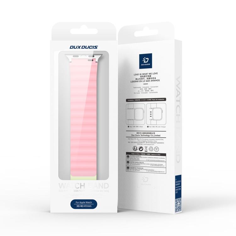 For Apple Watch 46mm / 49mm / 45mm / 44mm DUX DUCIS SD Series Double-Sided Blind Insert Silicone Magnetic Watch Strap(Light Pink + Light Green) by DUX DUCIS