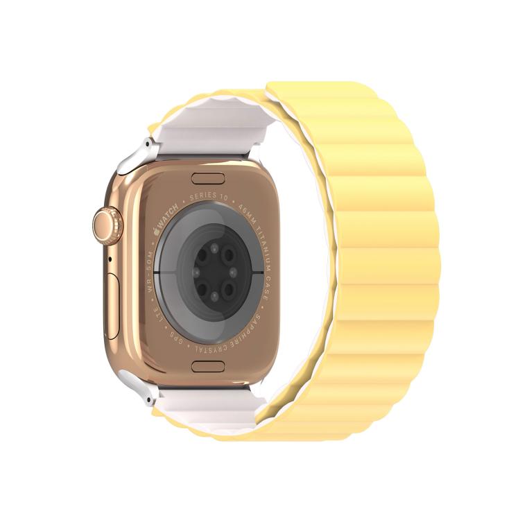 For Apple Watch 46mm / 49mm / 45mm / 44mm DUX DUCIS SD Series Double-Sided Blind Insert Silicone Magnetic Watch Strap(Light Yellow + Starlight) by DUX DUCIS