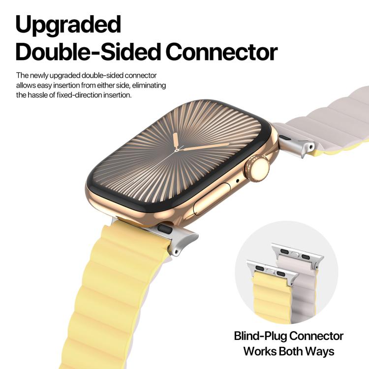 For Apple Watch 46mm / 49mm / 45mm / 44mm DUX DUCIS SD Series Double-Sided Blind Insert Silicone Magnetic Watch Strap(Light Yellow + Starlight) by DUX DUCIS