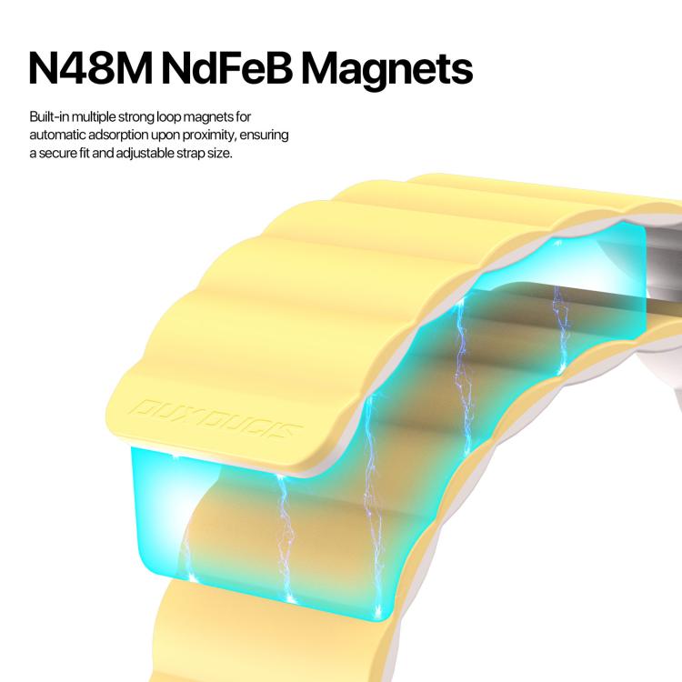 For Apple Watch 46mm / 49mm / 45mm / 44mm DUX DUCIS SD Series Double-Sided Blind Insert Silicone Magnetic Watch Strap(Light Yellow + Starlight) by DUX DUCIS