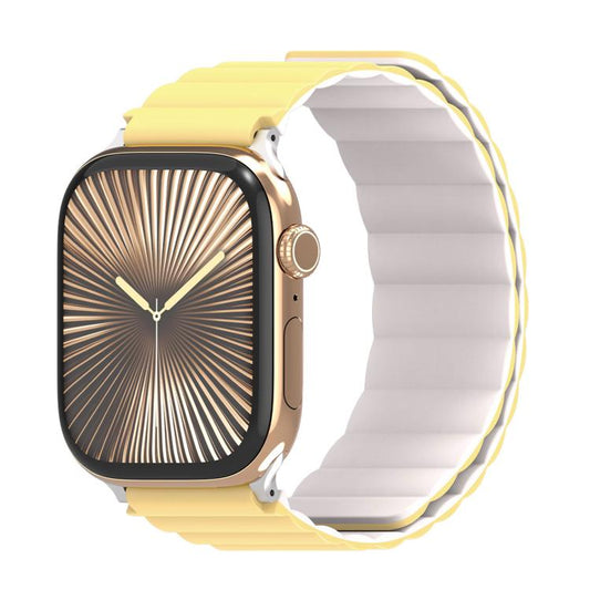For Apple Watch 46mm / 49mm / 45mm / 44mm DUX DUCIS SD Series Double-Sided Blind Insert Silicone Magnetic Watch Strap(Light Yellow + Starlight) by DUX DUCIS