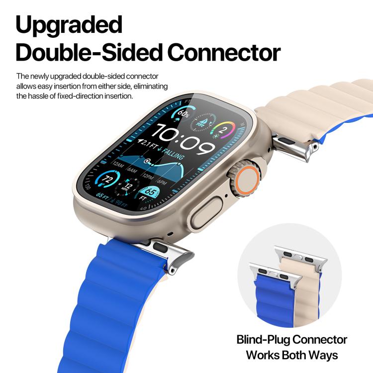 For Apple Watch 46mm / 49mm / 45mm / 44mm DUX DUCIS SD Series Double-Sided Blind Insert Silicone Magnetic Watch Strap(Klein Blue + Beige) by DUX DUCIS