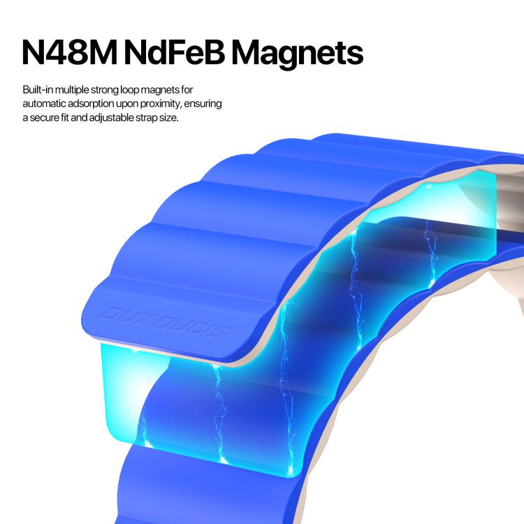 For Apple Watch 46mm / 49mm / 45mm / 44mm DUX DUCIS SD Series Double-Sided Blind Insert Silicone Magnetic Watch Strap(Klein Blue + Beige) by DUX DUCIS