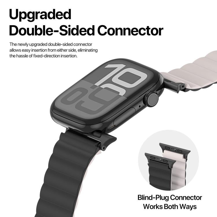 For Apple Watch 42mm / 41mm / 40mm / 38mm DUX DUCIS SD Series Double-Sided Blind Insert Silicone Magnetic Watch Strap(Black + Starlight) by DUX DUCIS