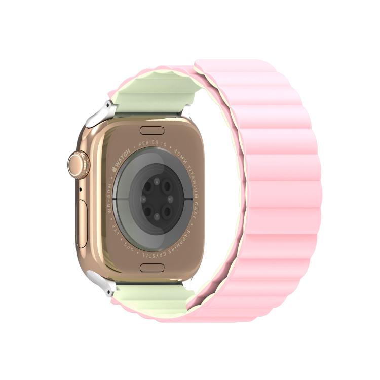 For Apple Watch 42mm / 41mm / 40mm / 38mm DUX DUCIS SD Series Double-Sided Blind Insert Silicone Magnetic Watch Strap(Light Pink + Light Green) by DUX DUCIS