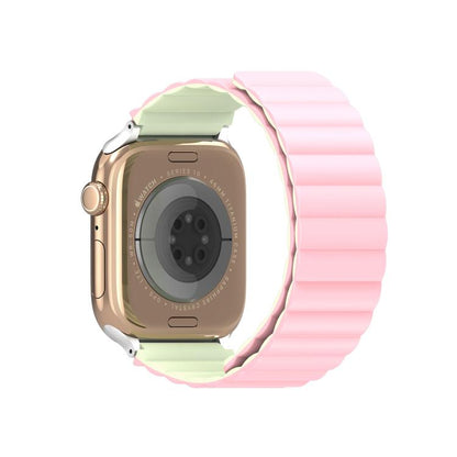 For Apple Watch 42mm / 41mm / 40mm / 38mm DUX DUCIS SD Series Double-Sided Blind Insert Silicone Magnetic Watch Strap(Light Pink + Light Green) by DUX DUCIS