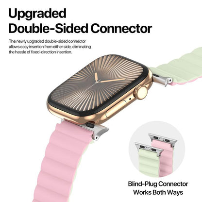 For Apple Watch 42mm / 41mm / 40mm / 38mm DUX DUCIS SD Series Double-Sided Blind Insert Silicone Magnetic Watch Strap(Light Pink + Light Green) by DUX DUCIS