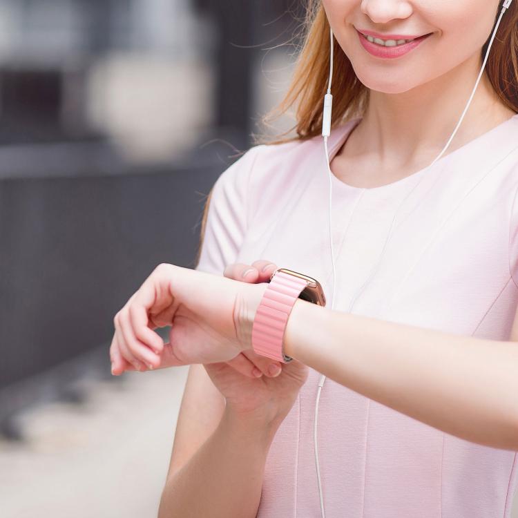 For Apple Watch 42mm / 41mm / 40mm / 38mm DUX DUCIS SD Series Double-Sided Blind Insert Silicone Magnetic Watch Strap(Light Pink + Light Green) by DUX DUCIS