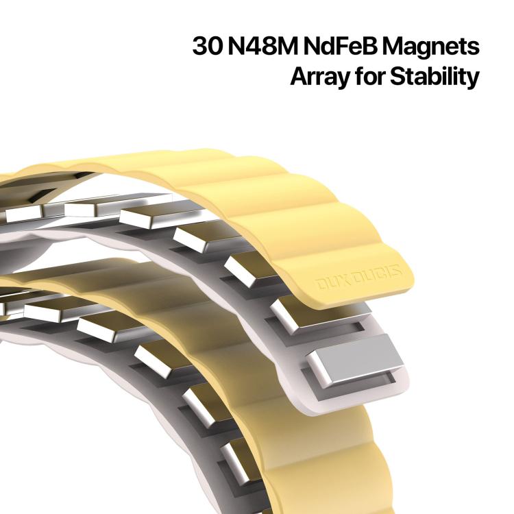 For Apple Watch 42mm / 41mm / 40mm / 38mm DUX DUCIS SD Series Double-Sided Blind Insert Silicone Magnetic Watch Strap(Light Yellow + Starlight) by DUX DUCIS