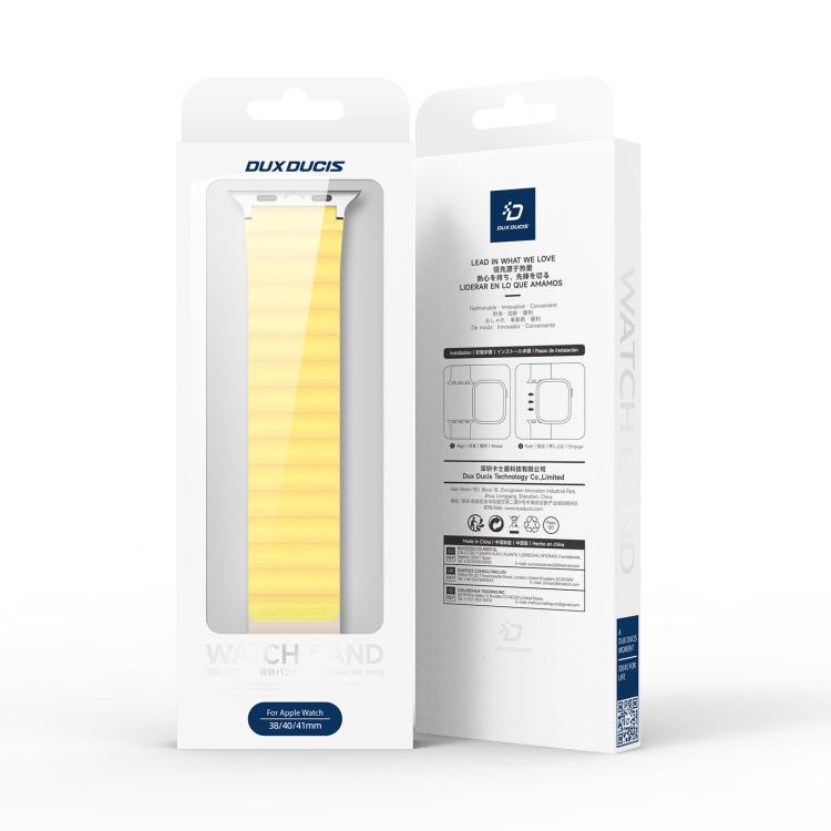 For Apple Watch 42mm / 41mm / 40mm / 38mm DUX DUCIS SD Series Double-Sided Blind Insert Silicone Magnetic Watch Strap(Light Yellow + Starlight) by DUX DUCIS