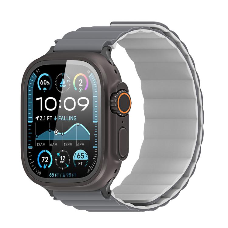 For Apple Watch 42mm / 41mm / 40mm / 38mm DUX DUCIS SD Series Double-Sided Blind Insert Silicone Magnetic Watch Strap(Dark Grey + Light Grey) by DUX DUCIS
