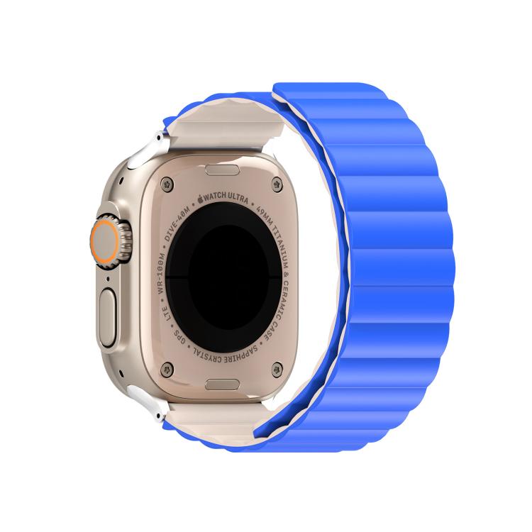 For Apple Watch 42mm / 41mm / 40mm / 38mm DUX DUCIS SD Series Double-Sided Blind Insert Silicone Magnetic Watch Strap(Klein Blue + Beige) by DUX DUCIS