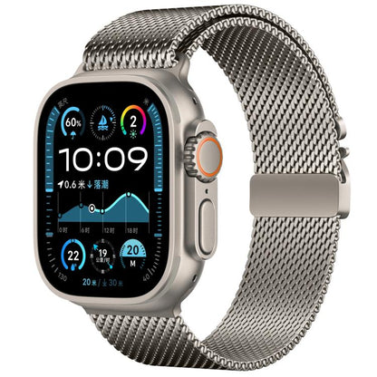 For Apple Watch 46mm / 49mm / 45mm / 44mm xDfind Umbrella Buckle Fine Mesh Milanese Stainless Steel Watch Band(Titanium Color) by xDfind