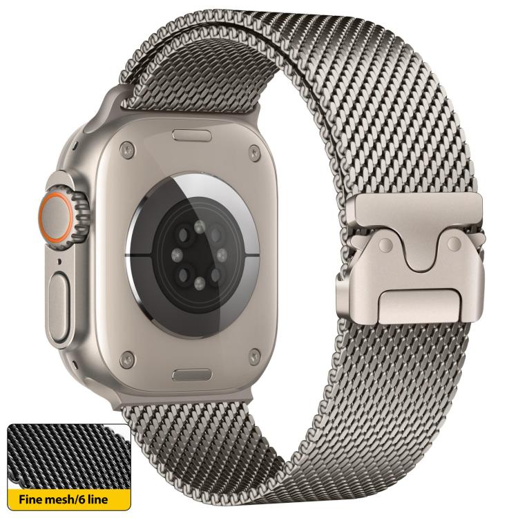 For Apple Watch 46mm / 49mm / 45mm / 44mm xDfind Umbrella Buckle Fine Mesh Milanese Stainless Steel Watch Band(Titanium Color) by xDfind