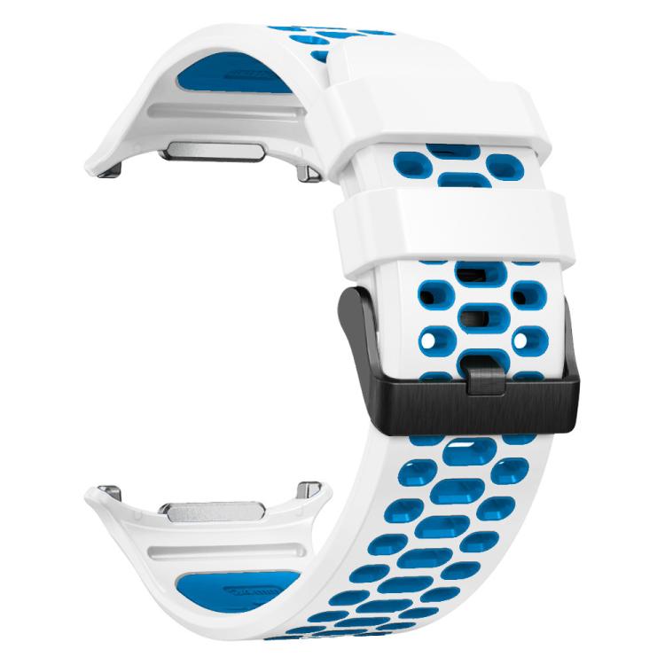 For Samsung Galaxy Watch Ultra 47mm / Ultra 2025 Two Color Silicone Breathable Watch Band(White Blue) by bashfashion