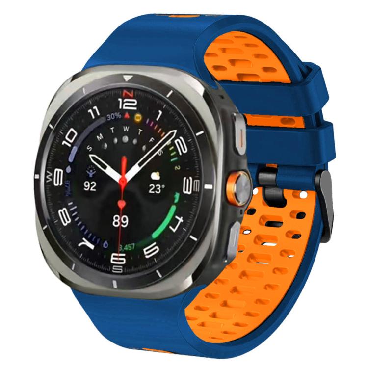 For Samsung Galaxy Watch Ultra 47mm / Ultra 2025 Two Color Silicone Breathable Watch Band(Blue Orange) by bashfashion