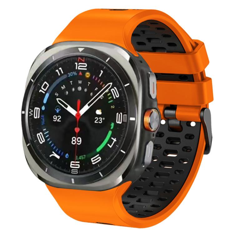 For Samsung Galaxy Watch Ultra 47mm / Ultra 2025 Two Color Silicone Breathable Watch Band(Orange Black) by bashfashion