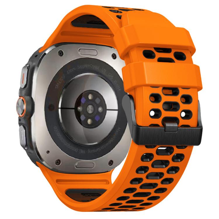 For Samsung Galaxy Watch Ultra 47mm / Ultra 2025 Two Color Silicone Breathable Watch Band(Orange Black) by bashfashion