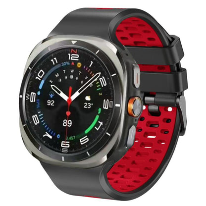 For Samsung Galaxy Watch Ultra 47mm / Ultra 2025 Two Color Silicone Breathable Watch Band(Black Red) by bashfashion