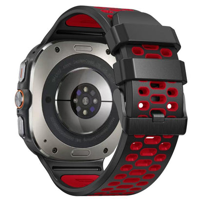 For Samsung Galaxy Watch Ultra 47mm / Ultra 2025 Two Color Silicone Breathable Watch Band(Black Red) by bashfashion