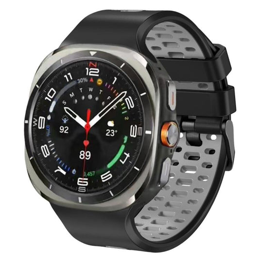 For Samsung Galaxy Watch Ultra 47mm / Ultra 2025 Two Color Silicone Breathable Watch Band(Black Grey) by bashfashion