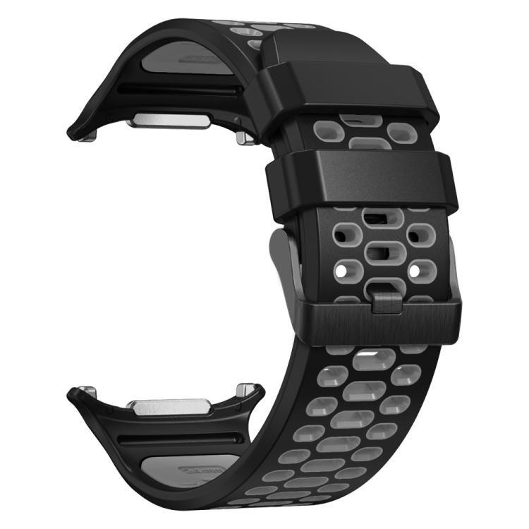 For Samsung Galaxy Watch Ultra 47mm / Ultra 2025 Two Color Silicone Breathable Watch Band(Black Grey) by bashfashion