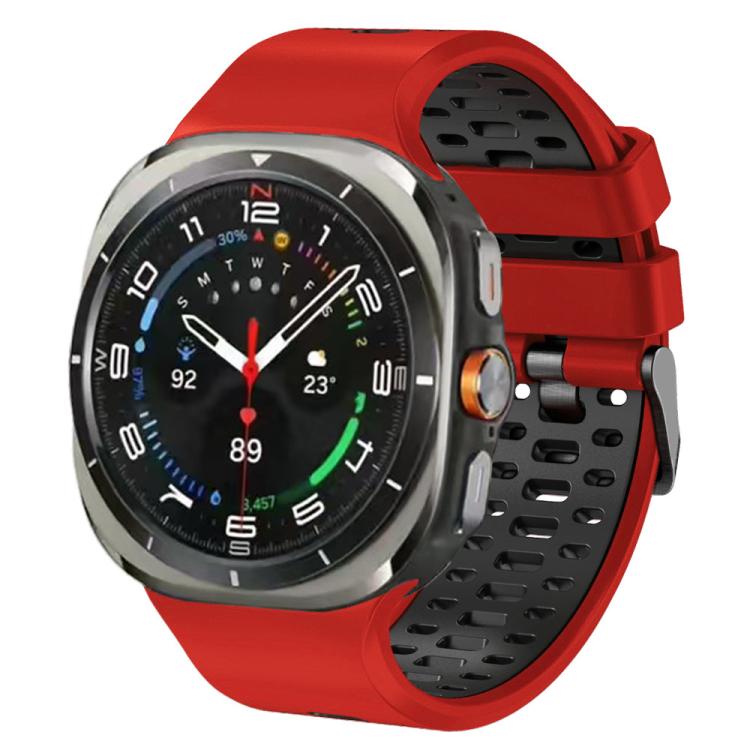 For Samsung Galaxy Watch Ultra 47mm / Ultra 2025 Two Color Silicone Breathable Watch Band(Red Black) by bashfashion