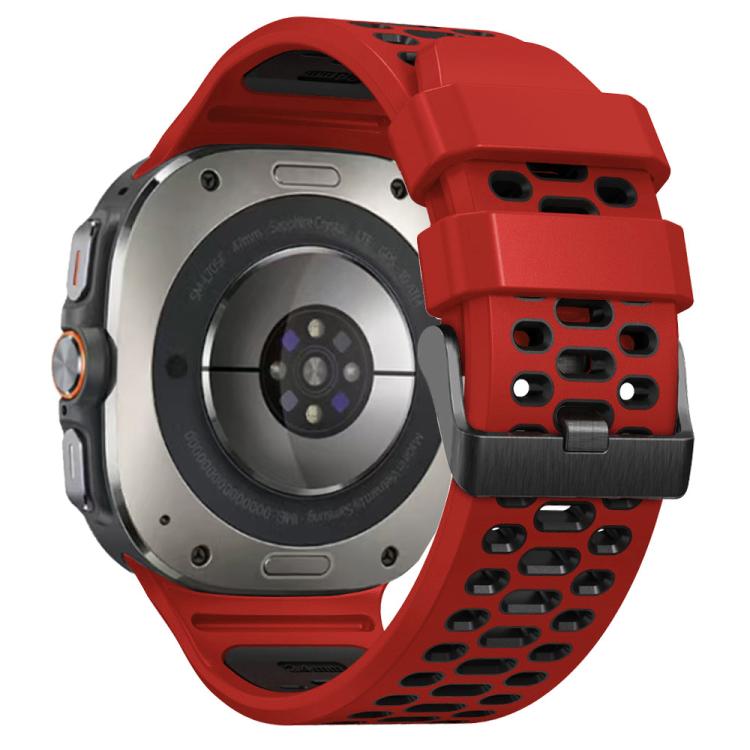 For Samsung Galaxy Watch Ultra 47mm / Ultra 2025 Two Color Silicone Breathable Watch Band(Red Black) by bashfashion