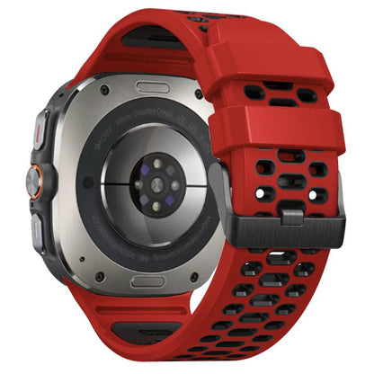 For Samsung Galaxy Watch Ultra 47mm / Ultra 2025 Two Color Silicone Breathable Watch Band(Red Black) by bashfashion