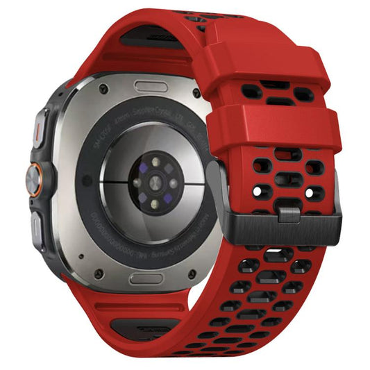 For Samsung Galaxy Watch Ultra 47mm / Ultra 2025 Two Color Silicone Breathable Watch Band(Red Black) by bashfashion
