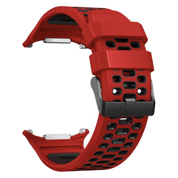 For Samsung Galaxy Watch Ultra 47mm / Ultra 2025 Two Color Silicone Breathable Watch Band(Red Black) by bashfashion