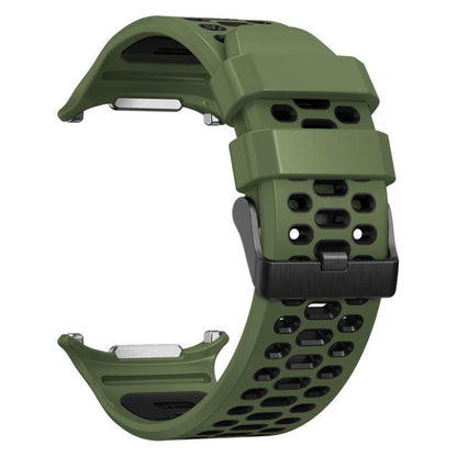 For Samsung Galaxy Watch Ultra 47mm / Ultra 2025 Two Color Silicone Breathable Watch Band(Army Green Black) by bashfashion