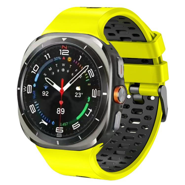 For Samsung Galaxy Watch Ultra 47mm / Ultra 2025 Two Color Silicone Breathable Watch Band(Lime Black) by bashfashion