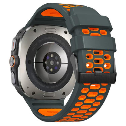 For Samsung Galaxy Watch Ultra 47mm / Ultra 2025 Two Color Silicone Breathable Watch Band(Grey Orange) by bashfashion