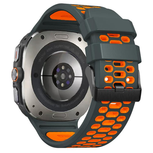 For Samsung Galaxy Watch Ultra 47mm / Ultra 2025 Two Color Silicone Breathable Watch Band(Grey Orange) by bashfashion