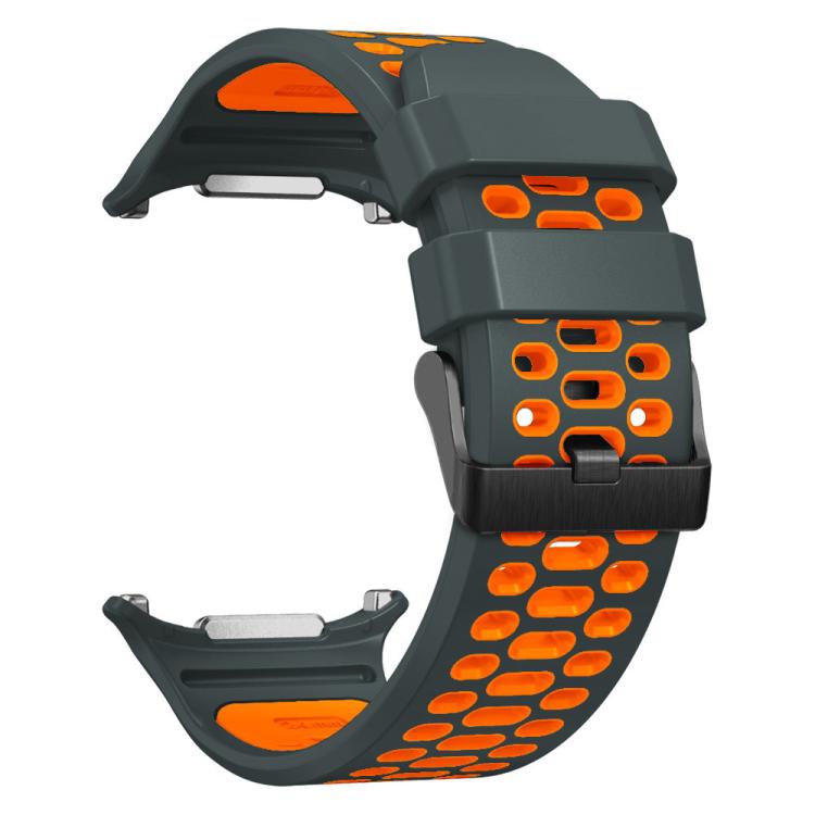 For Samsung Galaxy Watch Ultra 47mm / Ultra 2025 Two Color Silicone Breathable Watch Band(Grey Orange) by bashfashion