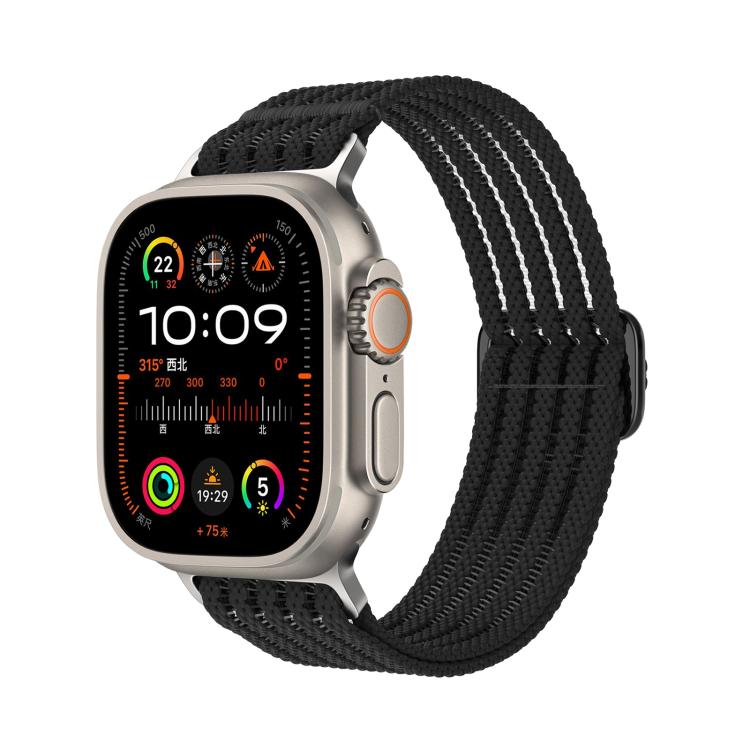 For Apple Watch 46mm / 49mm / 45mm / 44mm Breathable Nylon Fish Line Weaving Watch Band(Black) by bashfashion