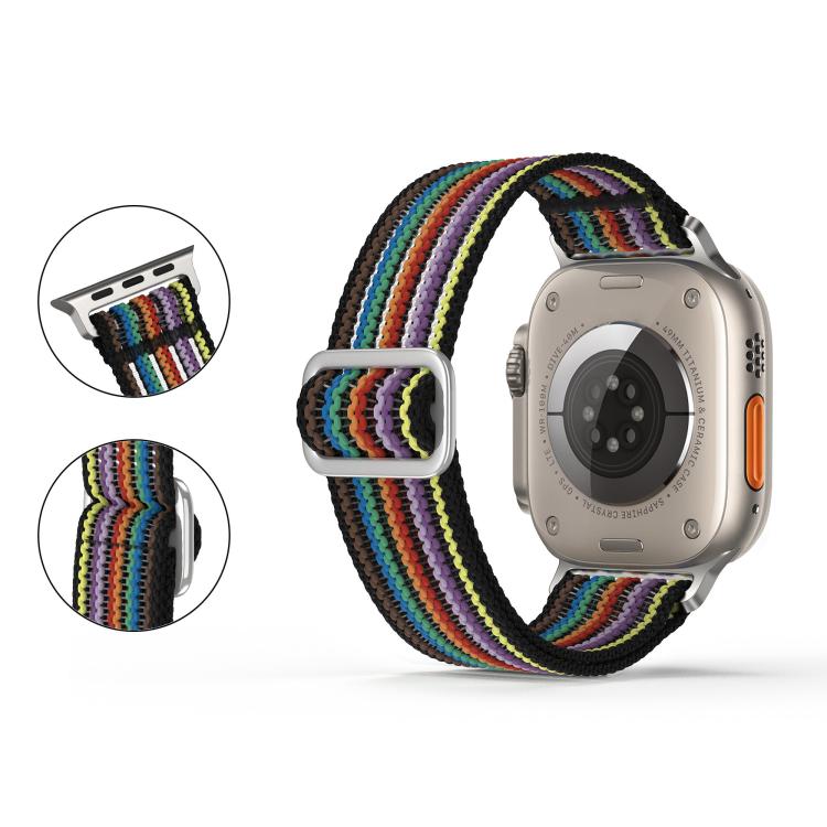 For Apple Watch 46mm / 49mm / 45mm / 44mm Breathable Nylon Fish Line Weaving Watch Band(Black) by bashfashion