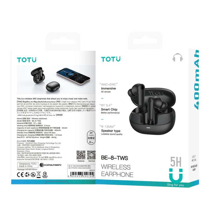 TOTU BE-8-TWS Bluetooth 5.4 Wireless Bluetooth Earphone(Purple) by TOTUDESIGN