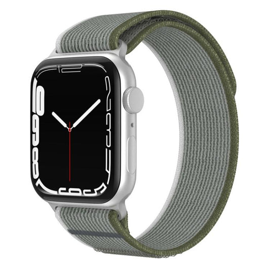 For Apple Watch 42mm / 41mm / 40mm / 38mm xDfind Dual-Section Loop Nylon Watch Band(Green Grey) by xDfind