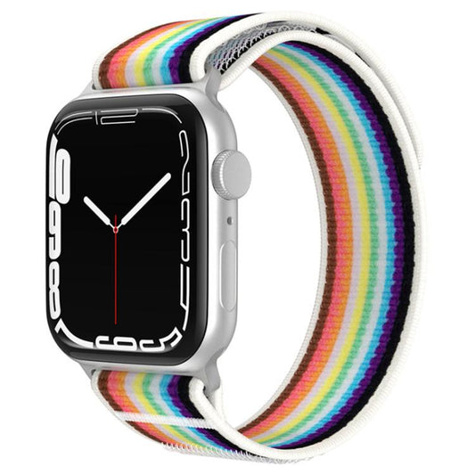 For Apple Watch 42mm / 41mm / 40mm / 38mm xDfind Dual-Section Loop Nylon Watch Band(White Rainbow) by xDfind