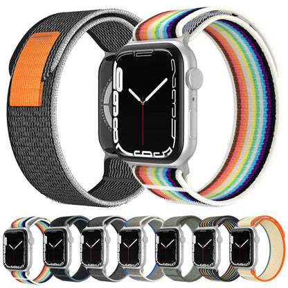 For Apple Watch 46mm / 49mm / 45mm / 44mm xDfind Dual-Section Loop Nylon Watch Band(Black Rainbow) by xDfind
