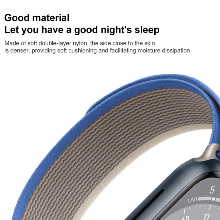 For Apple Watch 42mm / 41mm / 40mm / 38mm xDfind Dual-Section Loop Nylon Watch Band(Black Blue) by xDfind