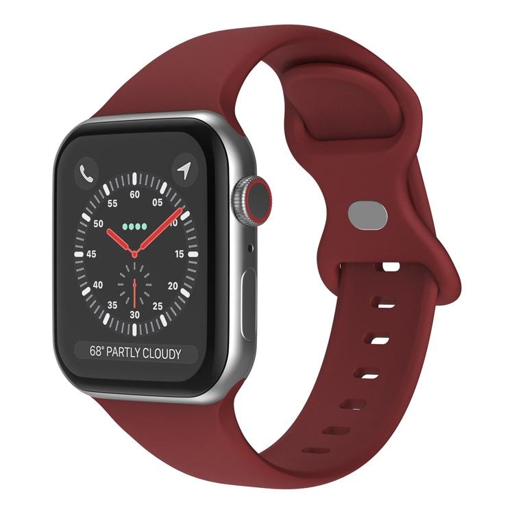 For Apple Watch 46mm / 49mm / 45mm / 44mm xDfind Butterfly Buckle Silicone Watch Band(Wine Red) by xDfind
