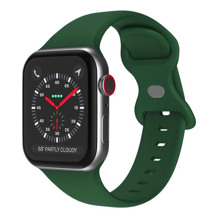 For Apple Watch 42mm / 41mm / 40mm / 38mm xDfind Butterfly Buckle Silicone Watch Band(Dark Green) by xDfind