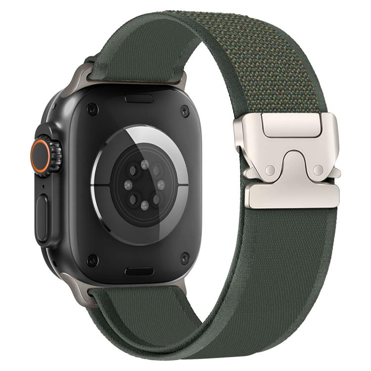 For Apple Watch 46mm / 49mm / 45mm / 44mm xDfind Titanium Buckle Snap Button Loop Nylon Watch Band(Green) by xDfind